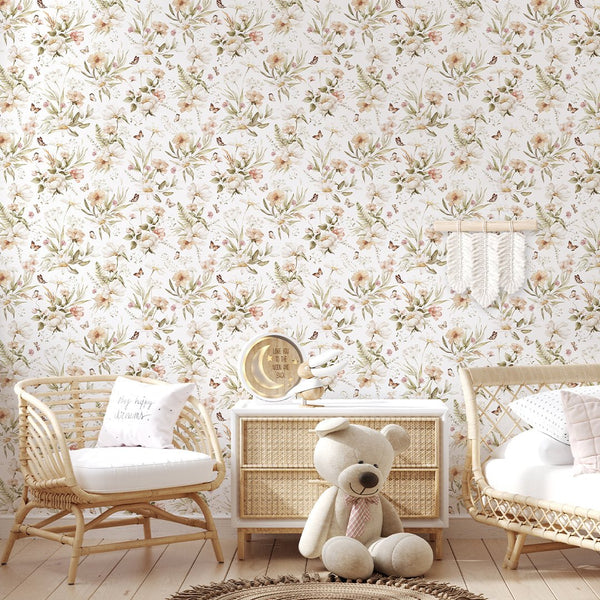 Elegant Flowers Bouquet Wallpaper S071 - CostaCover - Peel and stick Removable Wallpaper - abstract wallpaper - accent wallpaper - adhesive wallpaper