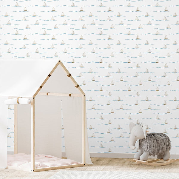 Tiny Cute Sailboats Wallpaper A082 - CostaCover-Peel and stick Removable Wallpaper-Abstract-abstract wall art-abstract wallpaper