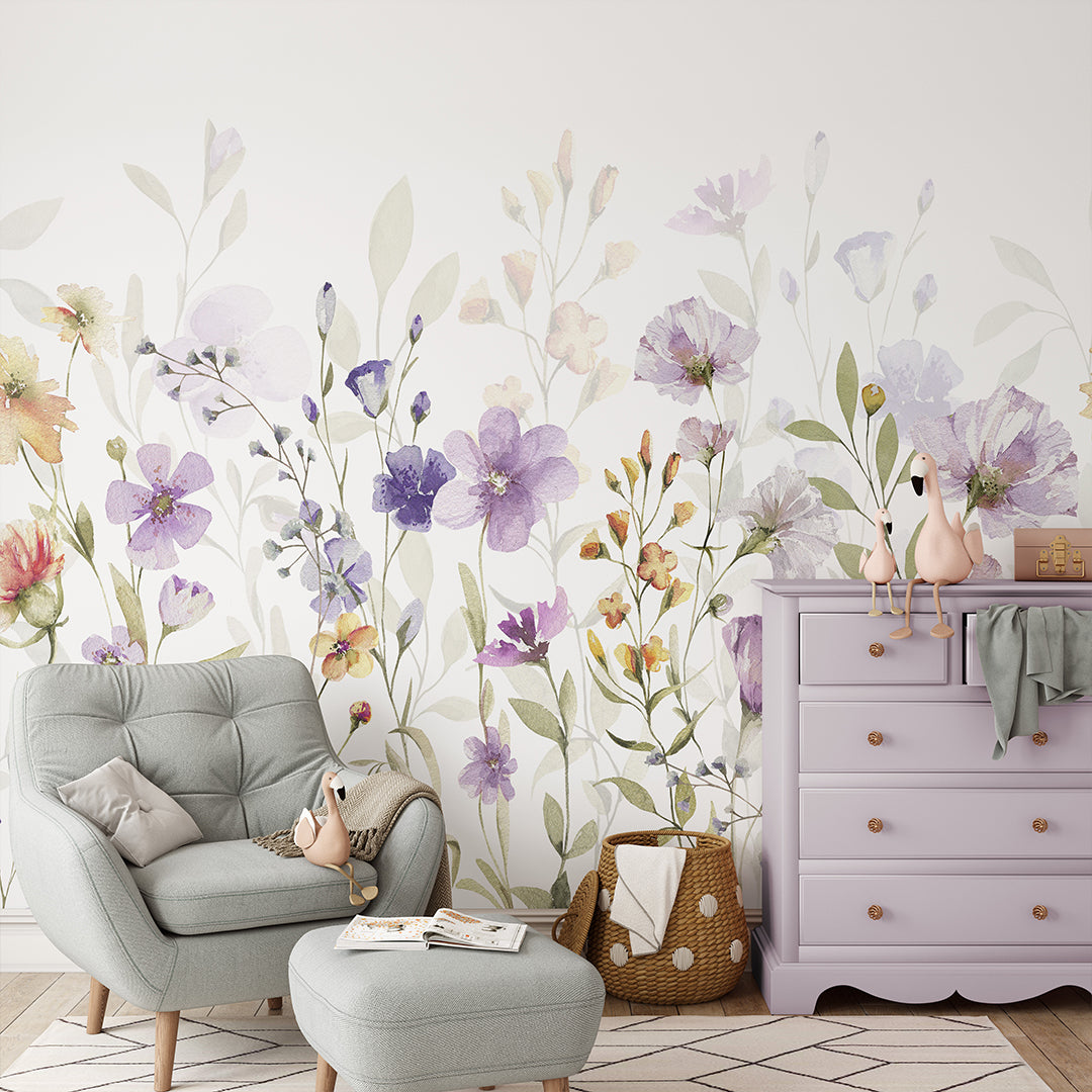 Purple Wildflower Wall Mural WM102