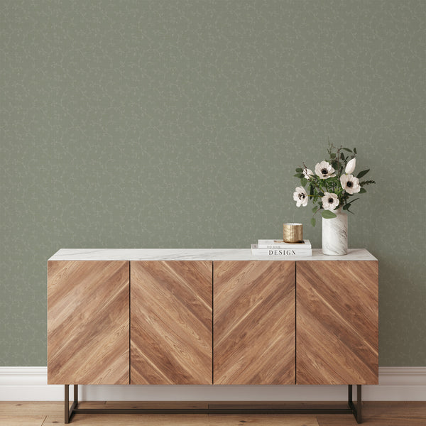 Sage Green Floral Vine Wallpaper L115