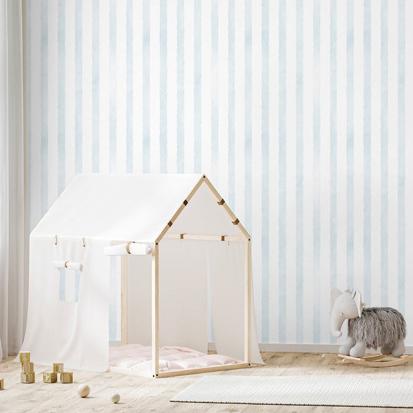 Blue Watercolor Stripes Wallpaper A060 - CostaCover-Peel and stick Removable Wallpaper-Abstract-abstract lines-abstract mural