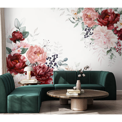 Pink Burgundy Flowers Bouquet Wall Mural SM028