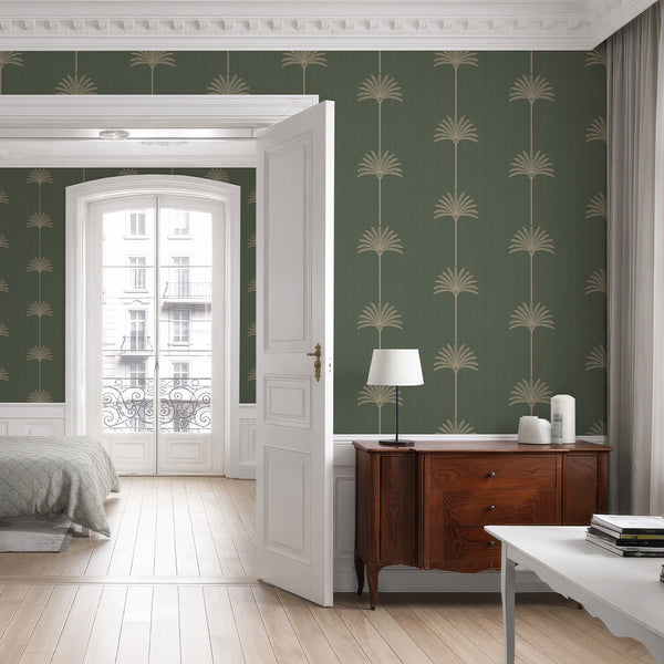 Emerald Green Palm Tree Wallpaper L007