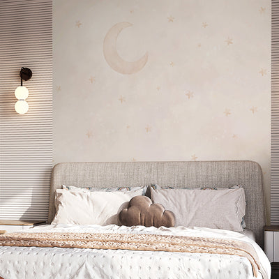 Beige Moon & Stars Wall Mural SM073