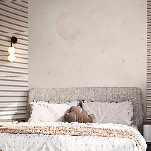 Beige Moon & Stars Wall Mural SM073 - CostaCover - Peel and stick Removable Wallpaper - Abstract - abstract wall art - abstract wallpaper