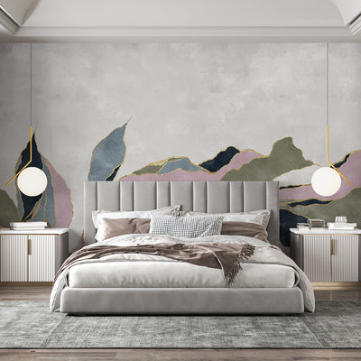 Pink Green Blue Abstract Leaf Wall Mural CCM211