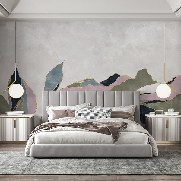 Pink Green Blue Abstract Leaf Wall Mural CCM211