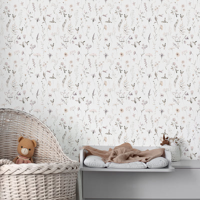 Tiny Neutral Wildflowers Wallpaper S064