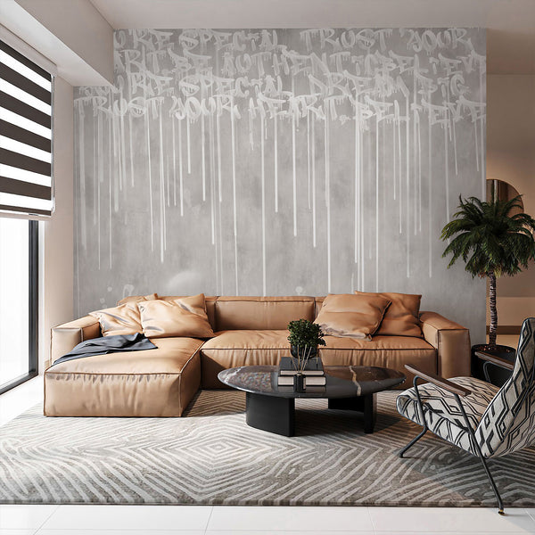 Gray Graffiti Wall Mural AM122