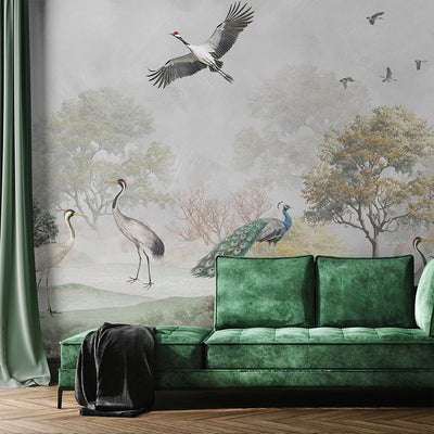 Vintage Japanese Crane Wall Mural CCM207