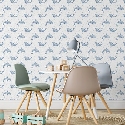 Blue Tiny Dolphins Wallpaper S086