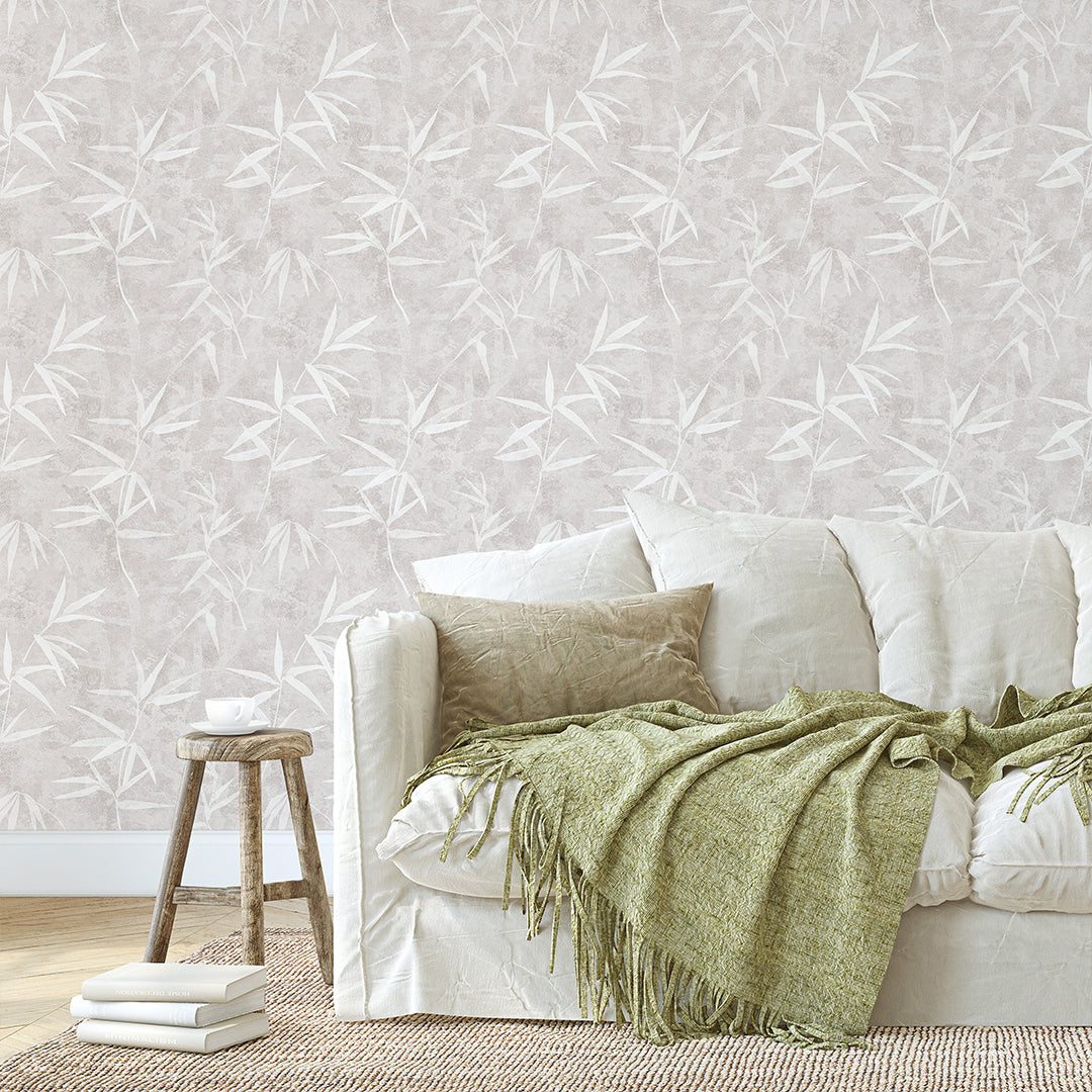 Beige Bamboo Leaves Wallpaper CC362