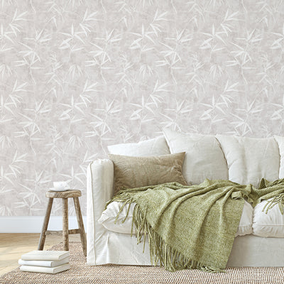 Beige Bamboo Leaves Wallpaper CC362
