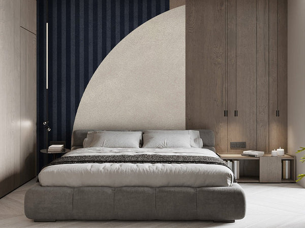 Dark Blue Stripes & Beige Wall Mural AM048 - CostaCover - Peel and stick Removable Wallpaper - Abstract - Abstract Beige Gold Stripes Waves Removable Wallpaper near me - abstract lines