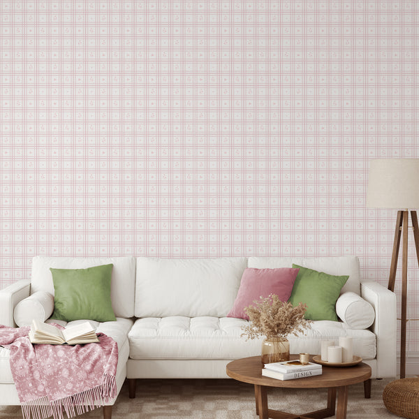 Pink Plaid Floral Wallpaper L150