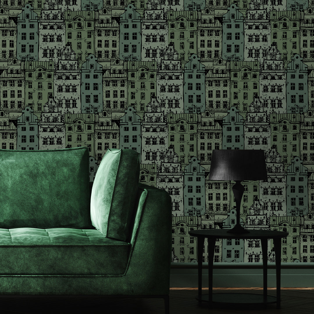 Green City Houses Wallpaper CC310