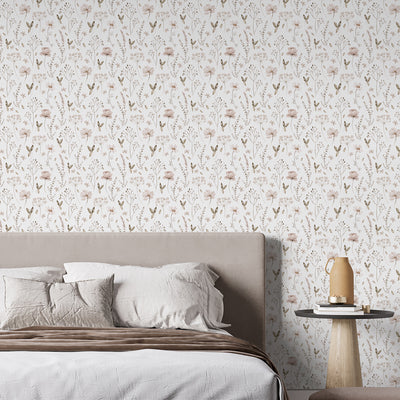 Neutral Floral Wallpaper S065