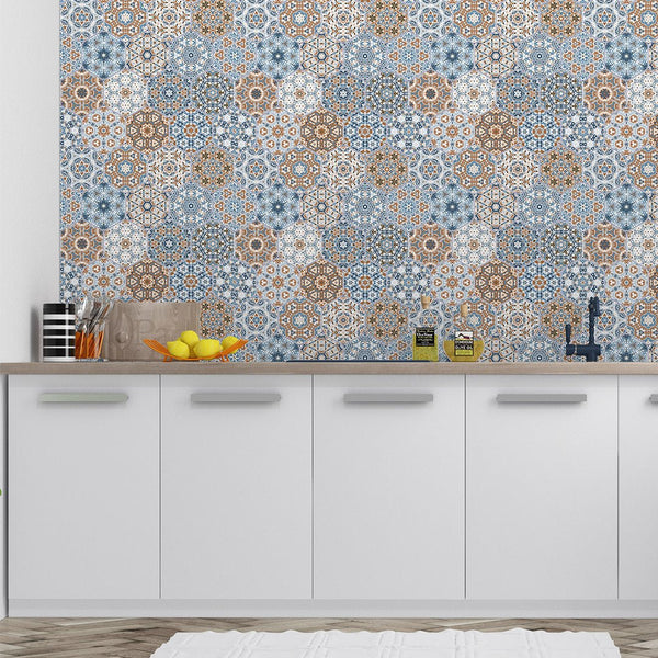 Moroccan Tile Wallpaper CC198 - CostaCover - Peel and stick Removable Wallpaper - adhesive wallpaper - Backsplash panels - bathroom wallpaper