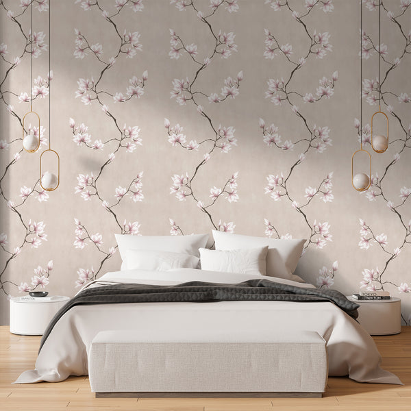Pink Beige Magnolia Wallpaper W189