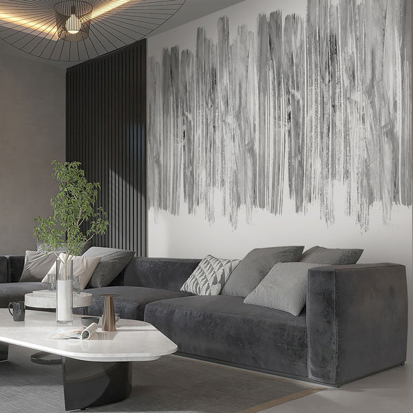 Gray White Brushstroke Wall Mural AM190