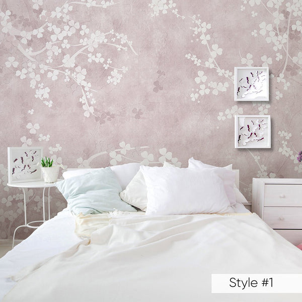 Pale Pink & Beige Sakura Wall Mural CCM152 - CostaCover - Peel and stick Removable Wallpaper - adhesive wallpaper - baby bedroom - bathroom wallpaper