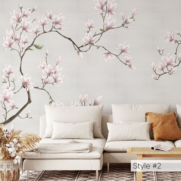Blossom Sakura Grasscloth Wall Mural CG010 - CostaCover - Traditional Wallpaper - abstract wallpaper - bedroom wallpaper - beige wallpaper