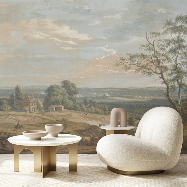 English Vintage Landscape Wall Mural AM081 - CostaCover - Peel and stick Removable Wallpaper - A Distant View of Maidstone - about walls - abstract wall art