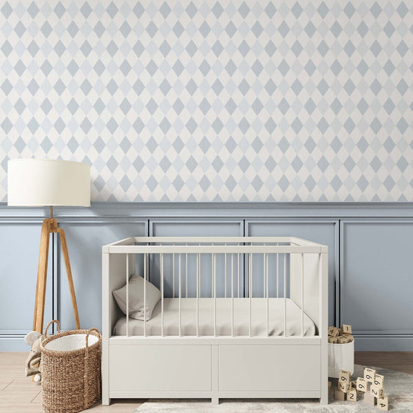 Two Color Blue Rhombus Wallpaper S020 - CostaCover - Peel and stick Removable Wallpaper - abstract wallpaper - accent wallpaper - adhesive wallpaper