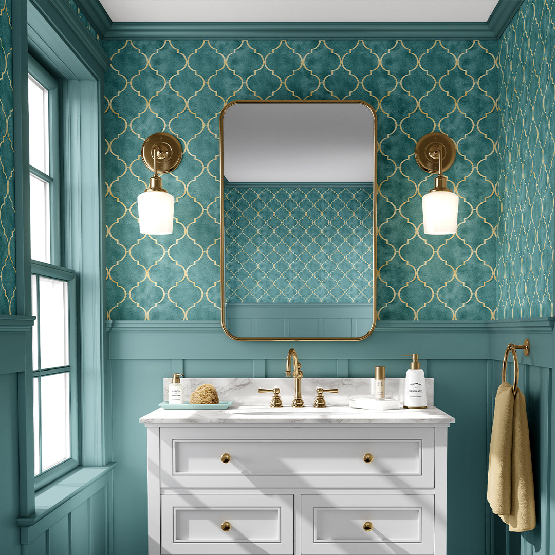 Turquoise Blue Art Deco Wallpaper CC329