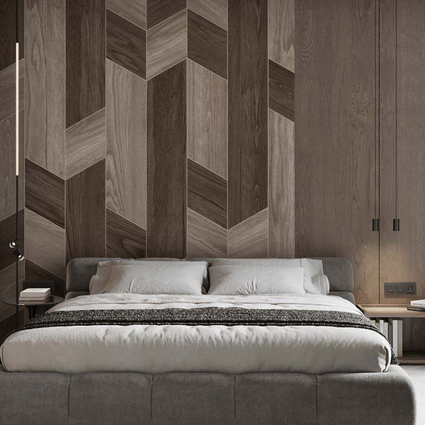 Brown Beige Wooden Shapes Wall Mural AM104 - CostaCover - Peel and stick Removable Wallpaper - about walls - Abstract - abstract lines