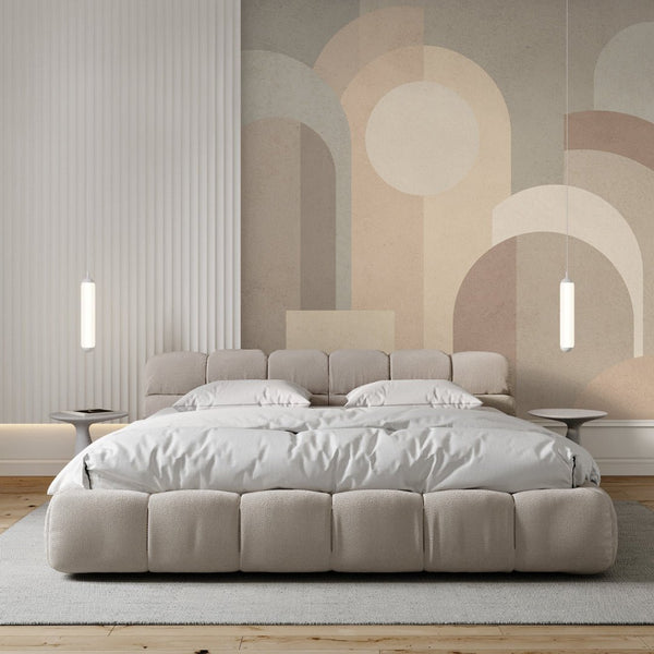 Beige Geometric Shapes Wall Mural AM001 - CostaCover - Peel and stick Removable Wallpaper - about walls - Abstract - abstract arches