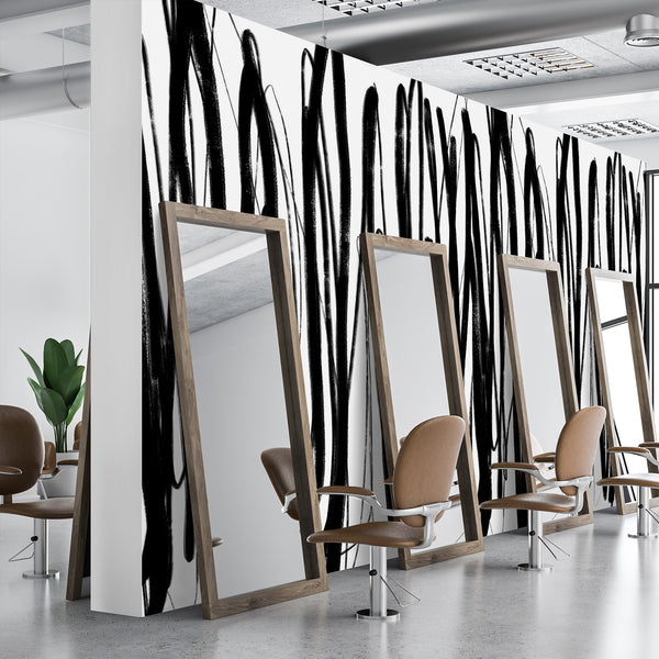 Black Abstract Brush Stroke Wall Mural AM193