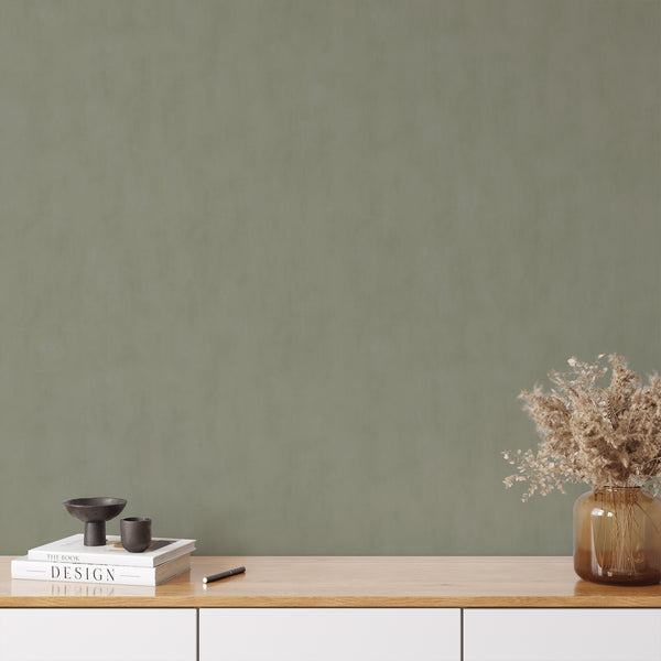 Sage Green Plaster Look Wallpaper S151
