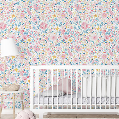 Pink Delicate Floral Wallpaper A057