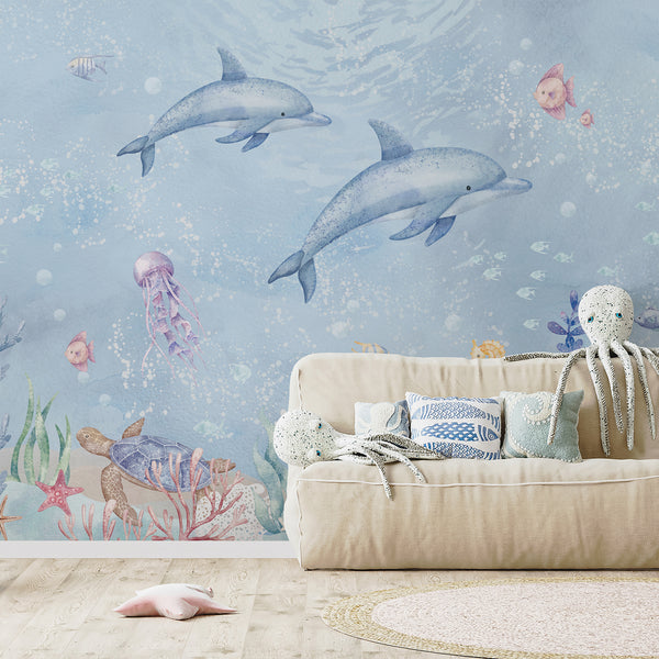 Blue Dolphins Wall Mural SM060