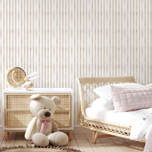 Beige Stripes Wallpaper S115 - CostaCover - Peel and stick Removable Wallpaper - Abstract - abstract wall art - abstract wallpaper