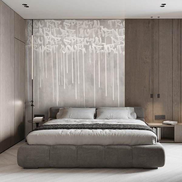 Gray Graffiti Wall Mural AM122