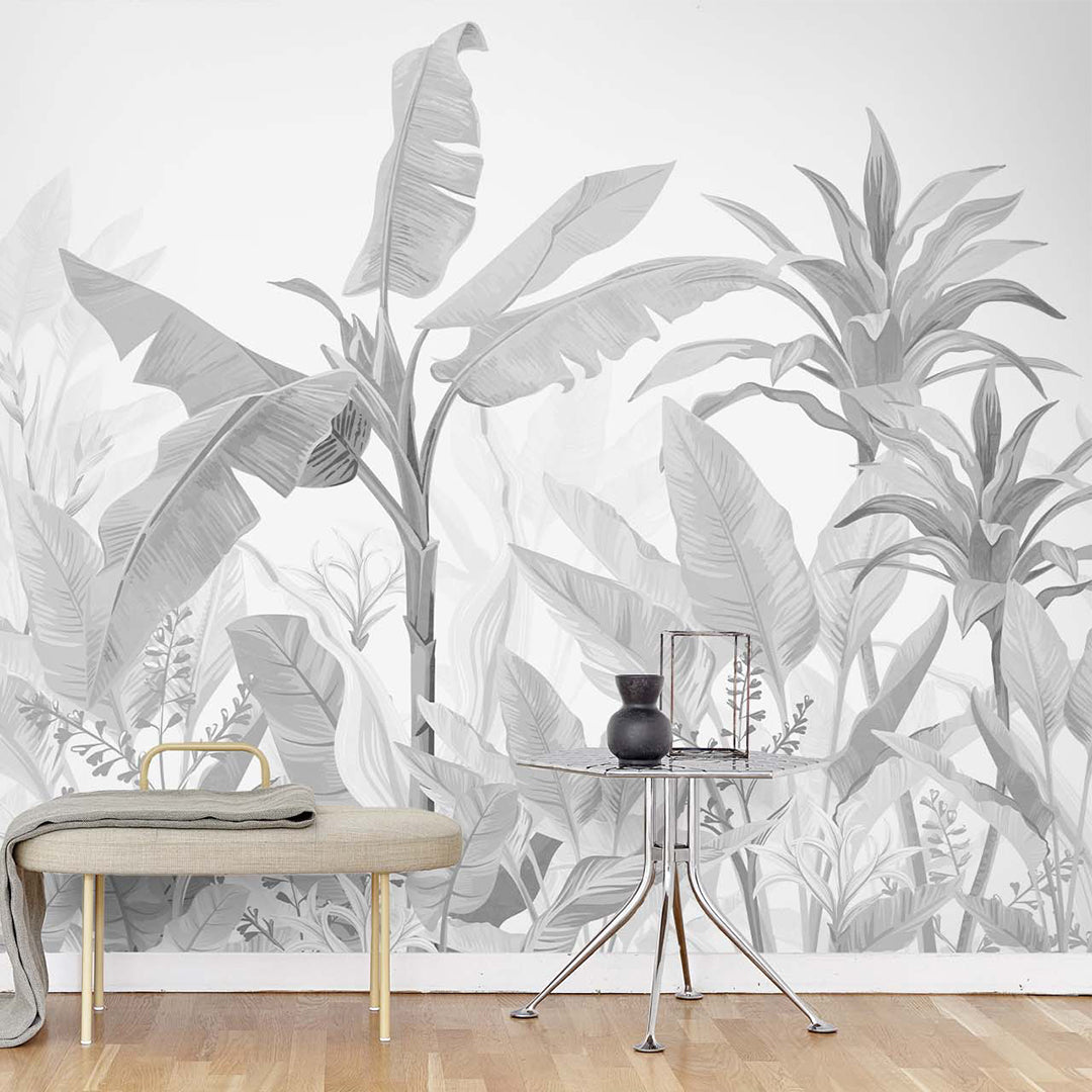 Black & White Palm Leaves Wall Mural CCM193