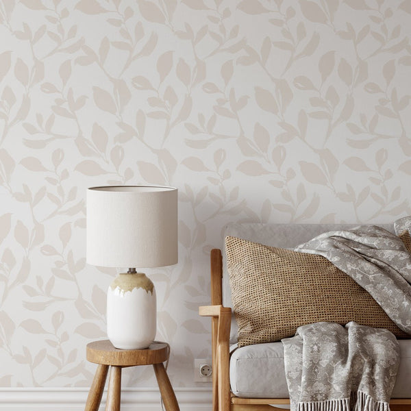 Neutral Beige Floral Grasscloth Wallpaper CG029 - CostaCover - abstract floral - abstract wallpaper - baby bedroom