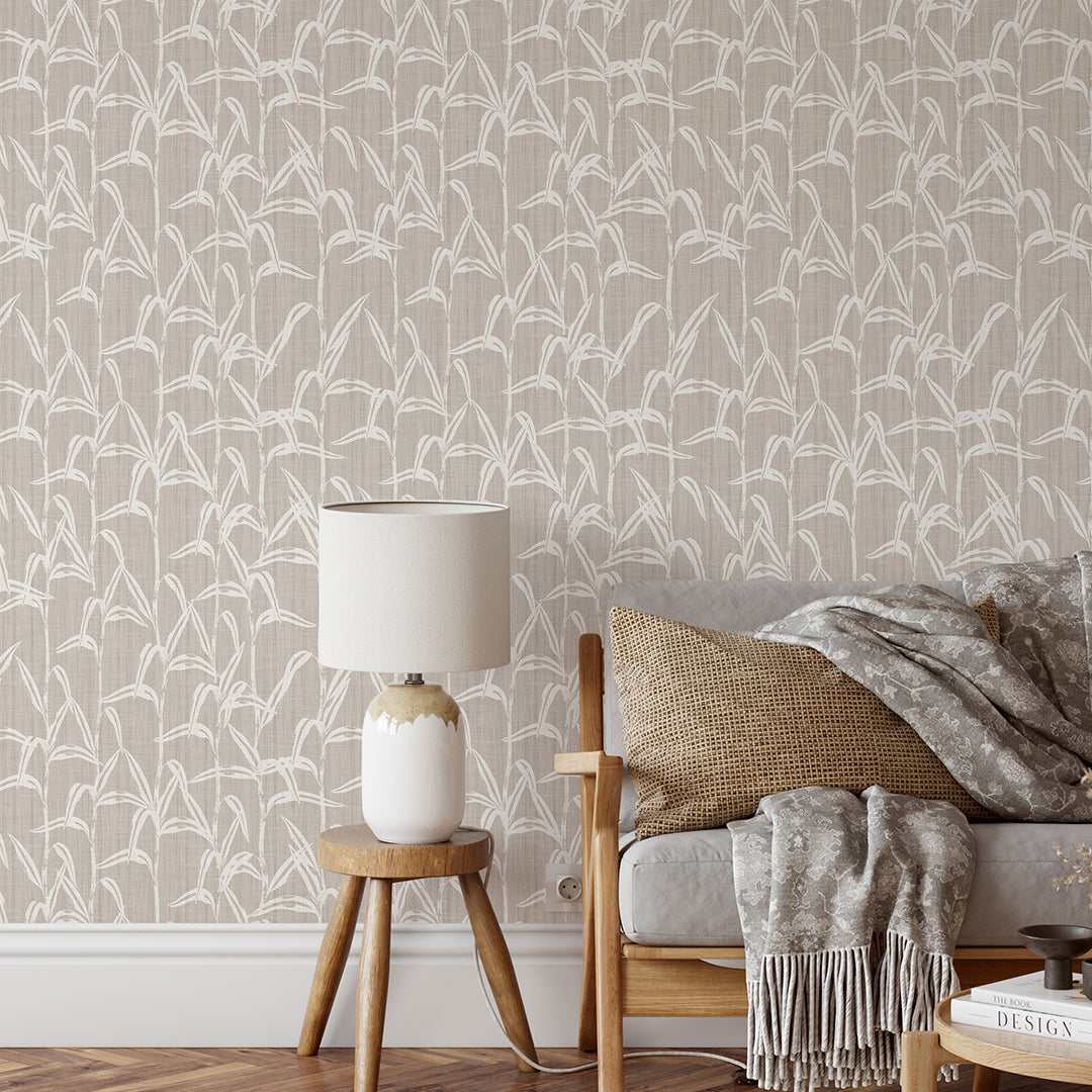 Neutral Beige Bamboo Wallpaper CC357