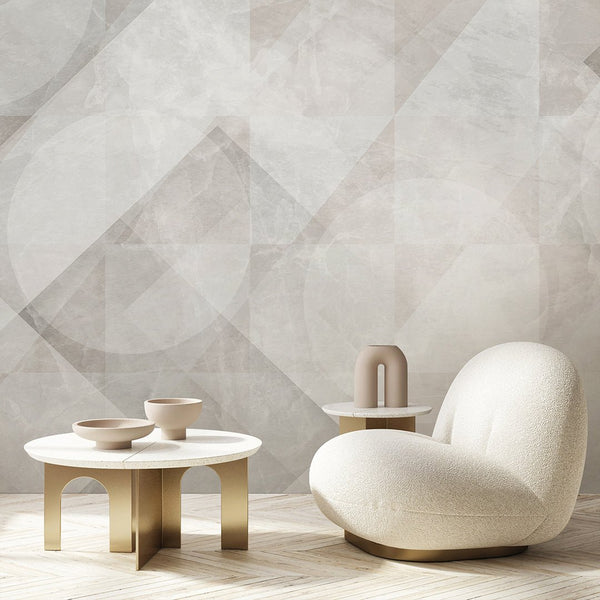 Beige Geometric Shapes Wall Mural AM019 - CostaCover - Peel and stick Removable Wallpaper - about walls - Abstract - abstract floral