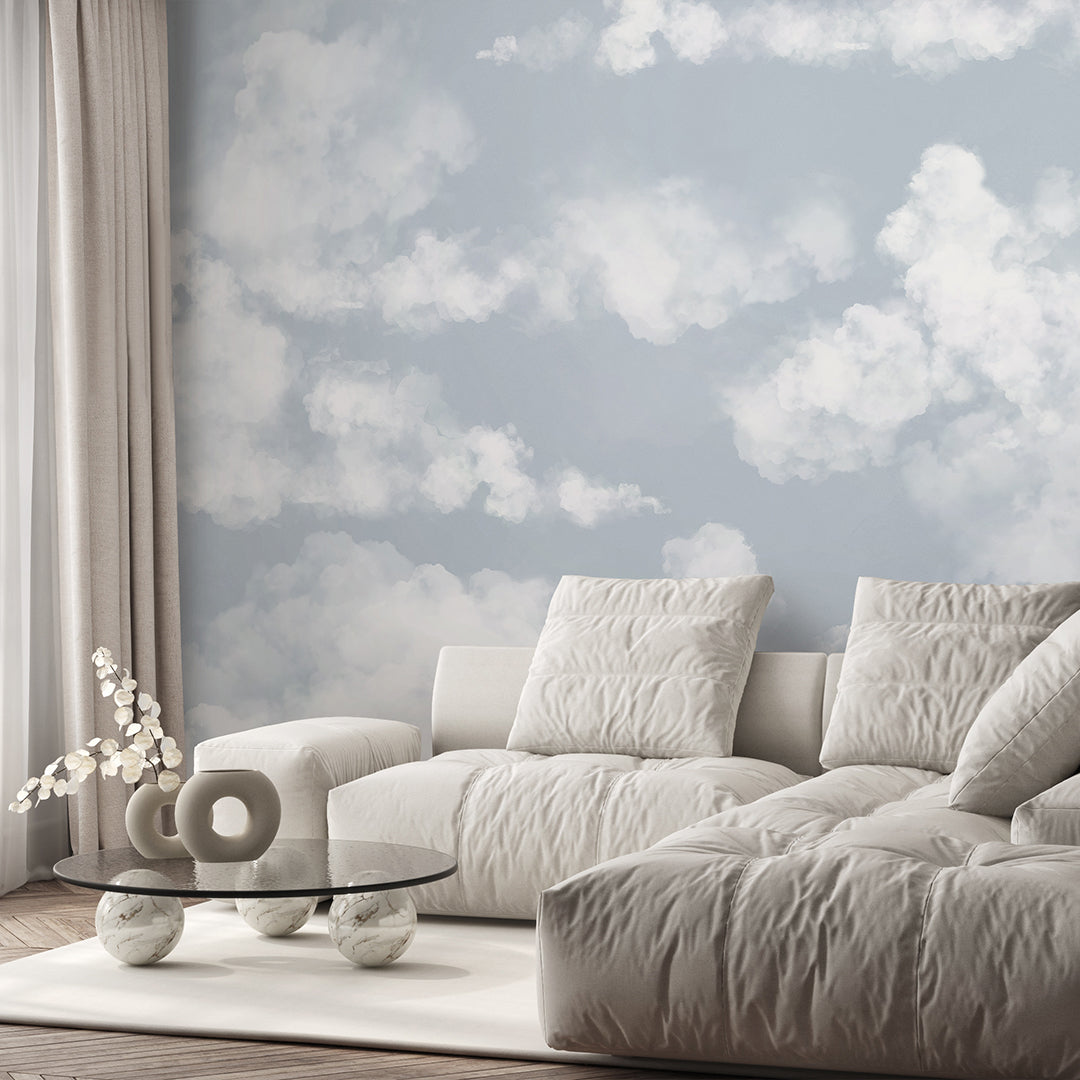 Pastel Blue Sky & Clouds Wall Mural AM020