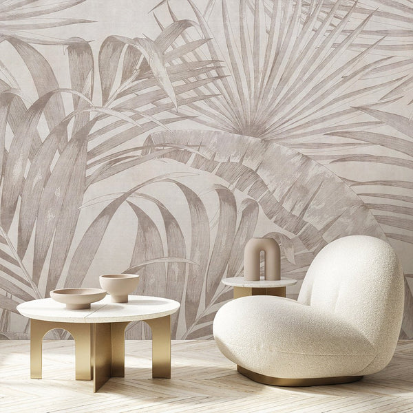 Retro Palm Leaves Wall Mural AM023 - CostaCover - Peel and stick Removable Wallpaper - about walls - abstract floral - abstract wallpaper