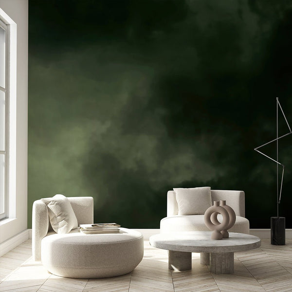 Dark Green Watercolor Wall Mural CCM203 - CostaCover - Peel and stick Removable Wallpaper - Abstract - abstract mural - abstract wall art