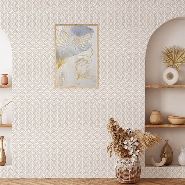Beige Art Deco Wallpaper CC122 - CostaCover - Peel and stick Removable Wallpaper - Abstract - adhesive wallpaper - art deco