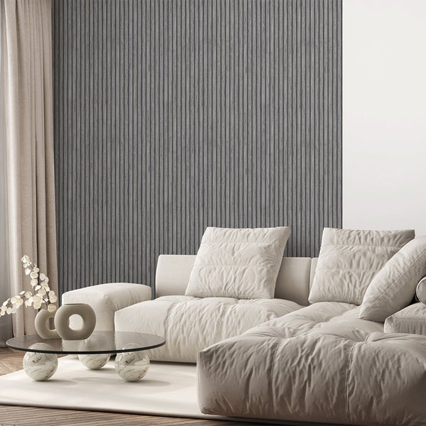 Wooden Gray Oak Slat Panels Wallpaper A003 - CostaCover - Peel and stick Removable Wallpaper - abstract wallpaper - accent wallpaper - adhesive wallpaper