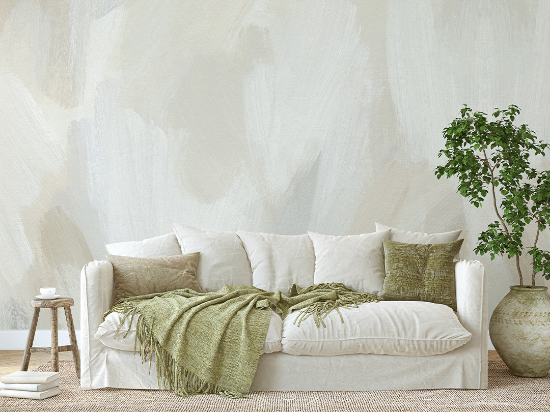 Olive Beige Brush Strokes Wall Mural CCM189