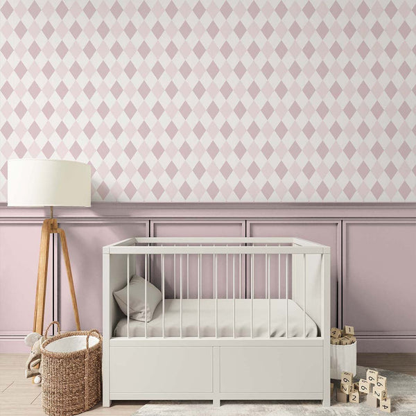 Two Color Pink Rhombus Wallpaper S023 - CostaCover - Peel and stick Removable Wallpaper - abstract wallpaper - accent wallpaper - adhesive wallpaper