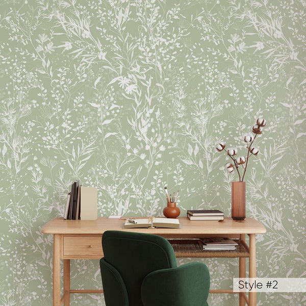 Beige & White Floral Wallpaper W050 - CostaCover - Peel and stick Removable Wallpaper - abstract floral - accent wallpaper - adhesive wallpaper