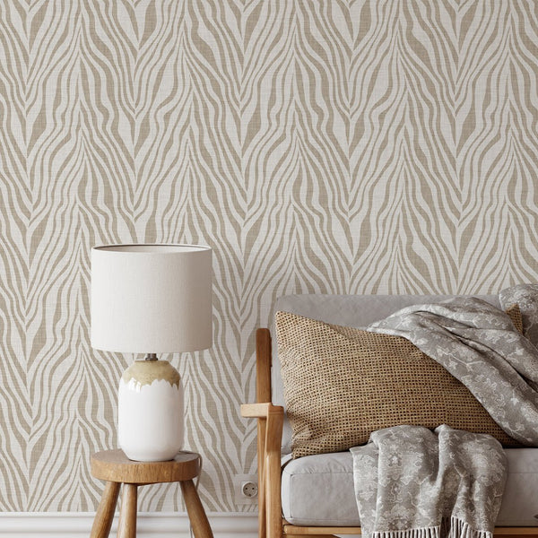 Abstract Beige Zebra Grasscloth Wallpaper CG018 - CostaCover - Traditional Wallpaper - Abstract - Abstract Labyrinth Lines - abstract lines